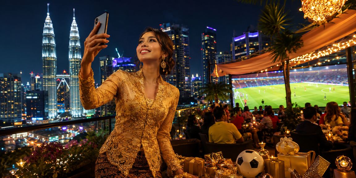 Pertaruhan bola sepak di Petaling Jaya dengan pakaian tradisional kebaya
